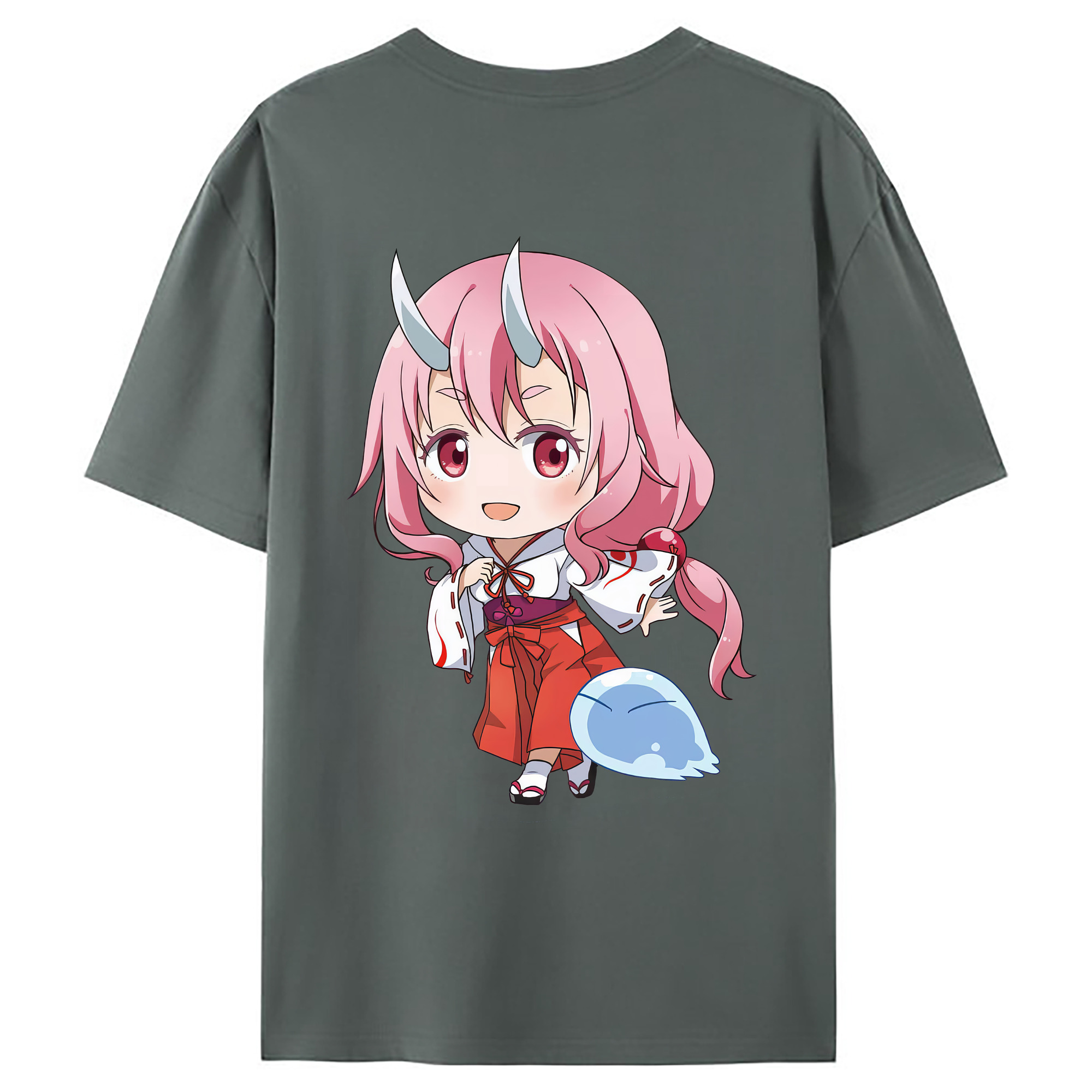 （画像用） 転スラ Regarding Reincarnated to Slime 綿100％ メンズ半袖Tシャツ（バックプリント） 通気性